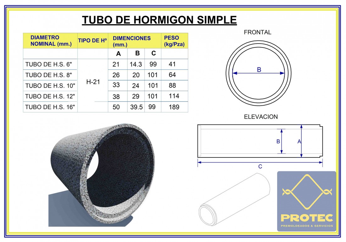 imagen de producto: TUBOS DE HORMIGON SIMPLE (HºSº)